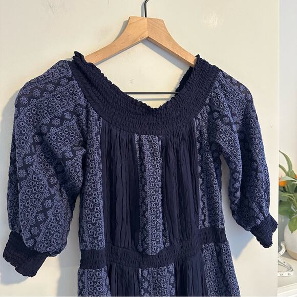 Alice + Olivia Navy Blue Floral Eyelet Embroidered Mini Dress 2 - Picture 7 of 12